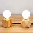 thumbnail image 4 of Lámpara De Escritorio Retro Poliedro E27 Zócalo Base De Madera Mesa De Dormitorio Luces De Noche, 4 of 9