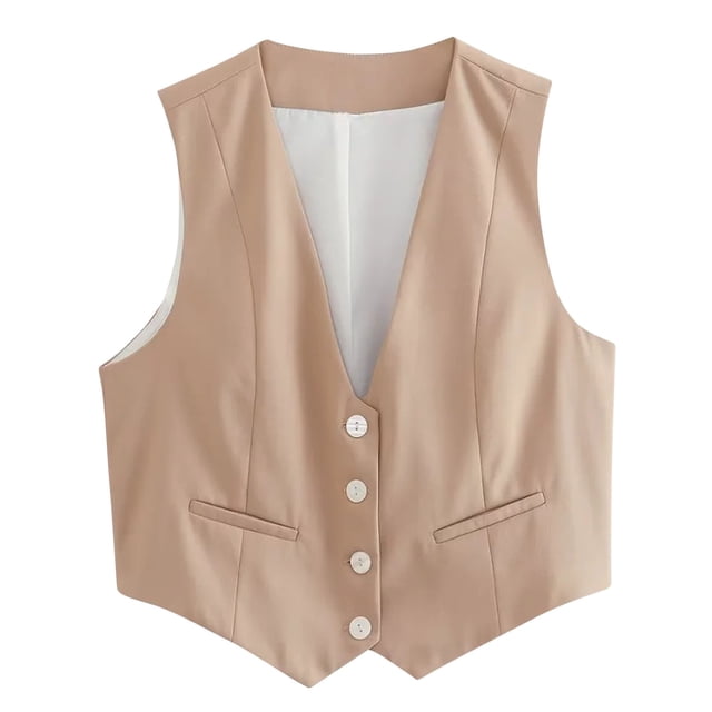 Timegard Tank Top for Women Button up Vests V Neck Slim Sleeveless Solid Color Top Summer Fashion