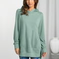 thumbnail image 3 of Sudadera con capucha de color puro, manga larga, cuello redondo, sudadera con capucha de moda para mujer Celadon M, 3 of 8