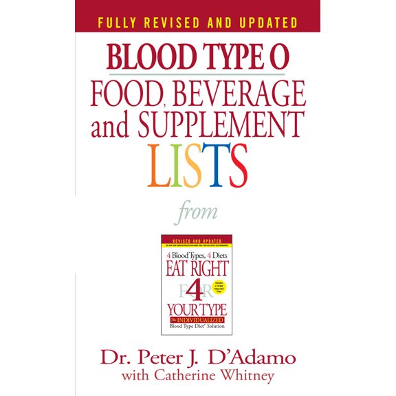Pre-Owned Blood Type O Food, Beverage and Supplement Lists (Mass Market Paperback) 0425183092 9780425183090