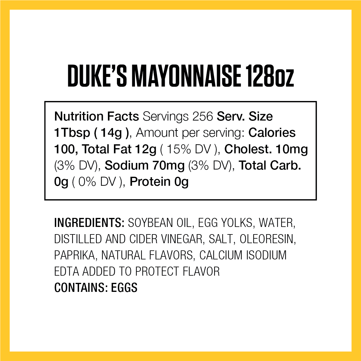 Duke's Real Mayonnaise, 128 oz Jar