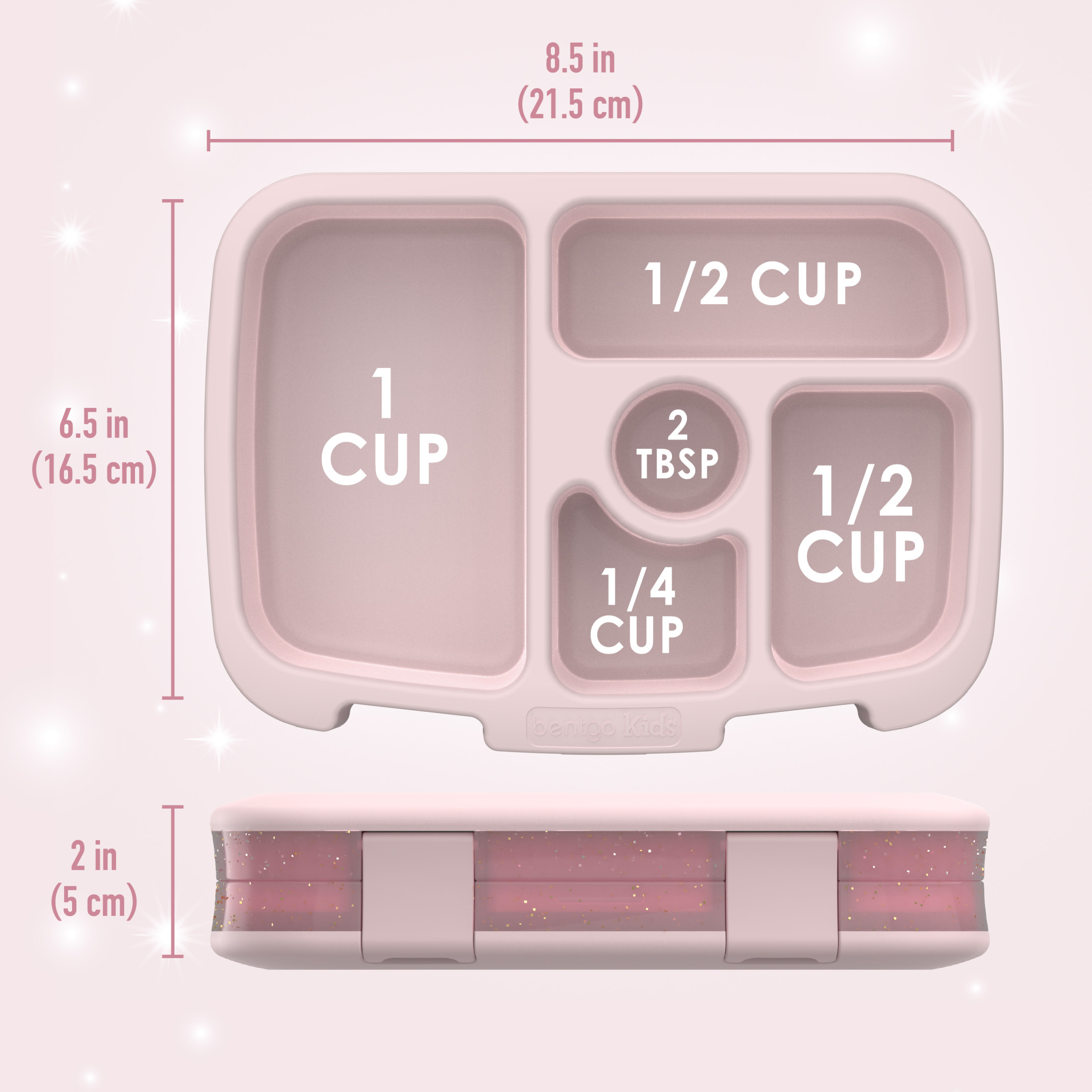 Bentgo Kids 5-Compartment Lunch Box, Petal Pink Glitter photo 3
