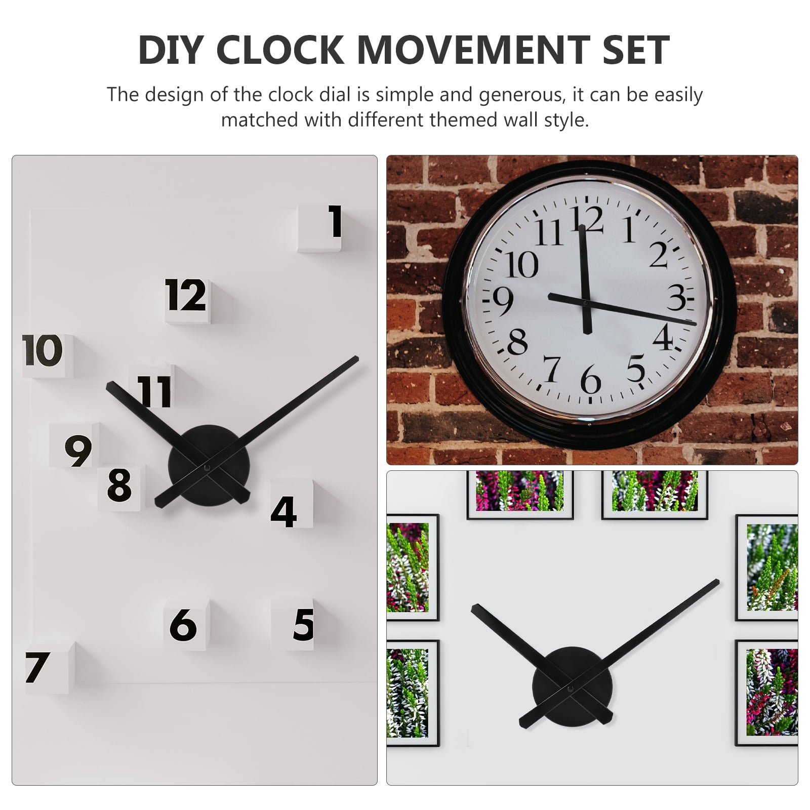 RENACLIPY Clock Movement Kit, 4 Sets Replacement Mechanism Compatible with Most Wall Clocks, Silent Quartz
