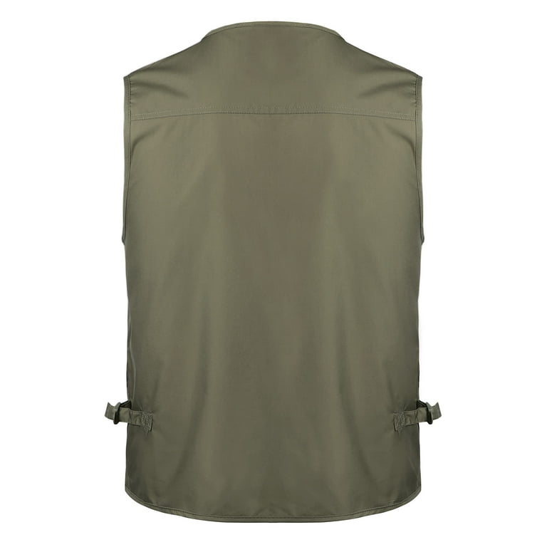 Men's Outdoor Vest Sleeveless Fishing Vest With Many Pockets Cotton Leisure  Hunting Vest Camping Hiking Vest Jacket Reporter Vest Men's Multifunctional  Vest, Army Green-L 