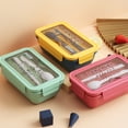 thumbnail image 2 of leyfeng Fiambrera para estudiantes, fiambrera de paja de trigo, caja Bento para horno de microondas, caja de mantenimiento fresco de plástico, estilo japonés, 2 of 6