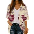 thumbnail image 2 of Xuyuer Spring Beach Cover-Up Cardigan - Women's 3/4 Sleeve Casual Shirt for Summer Seaside Outings, Resort Vacations, Breezy Seasonal Layering Top & Coastal Stroll Essentials, 2 of 7