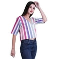thumbnail image 4 of Moomaya Womens Printed Cotton V-neck Crop Top Elbow Sleeve Summer Clothing Boho Blouse, 4 of 7