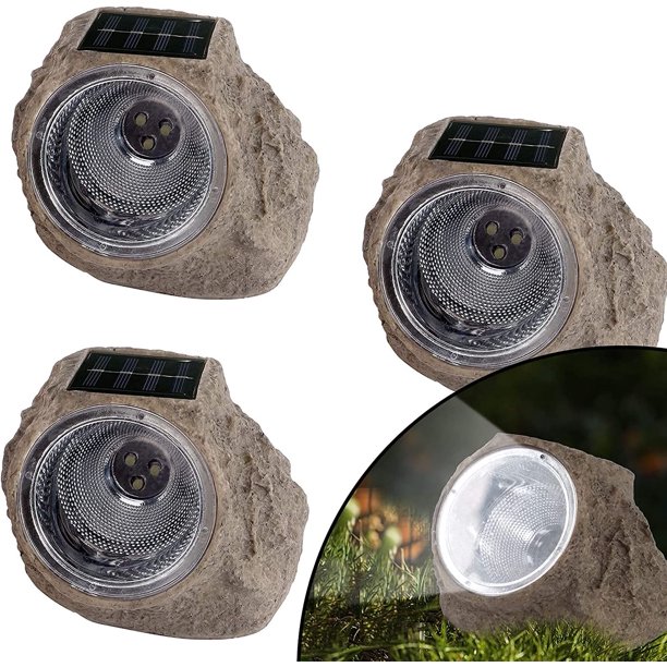 Pieces Solar Rock Lights, Solar Powered Garden Stone Light Outdoor