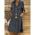 thumbnail image 2 of utcoco Denim Dress for Women 2026 Casual Loose Long Sleeve Classic Vintage Button Down Jean Shirt Dresses with Pockets, 2 of 7