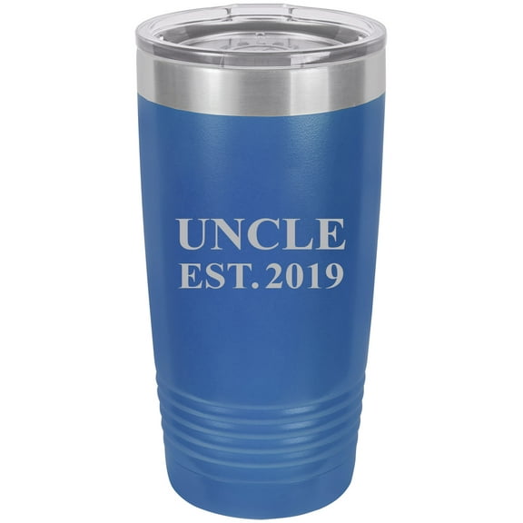 Uncle Established EST. 2019 Stainless Steel Engraved Insulated Tumbler 20 Oz Travel Coffee Mug, Blue