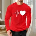 thumbnail image 2 of UVEASISHA Valentines Day Waffle Knit Shirts for Men Long Sleeve Heart Graphic Tees Big and Tall Casual Regular Fit T-Shirts Holiday Gifts Red L, 2 of 10