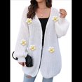 thumbnail image 3 of Suéteres Femeninos con Cuello en V, Larga, Estampado Floral, de Punto Abierto, Sin Botones, de Moda, para Exteriores. Talla Única, 3 of 9