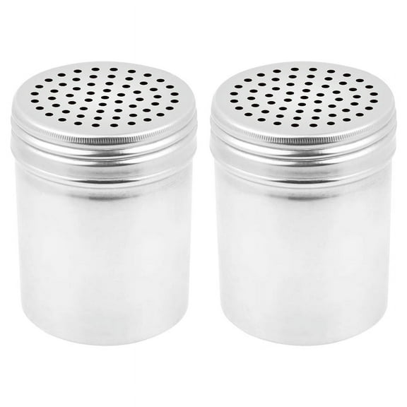 (Set of 2) Dredge Shakers 10 oz, Stainless Steel Spice Shakers Baking/Cooking