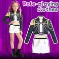 thumbnail image 6 of Guvpev Halloween Cosplay Costume for G'irl's, Popular Singer Idol Group Stage Performance Outfit with Uniform and Shorts, Pop Star Role Play Costumes for Halloween Dress Up Party, Festival & Carnival, 6 of 7