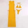 thumbnail image 4 of BONIXOOM Two Piece Swimsuit For Women Tankini None Solid Swim Dress High Cut Summer Swimwears on Clearance Yellow Size 6, 4 of 9