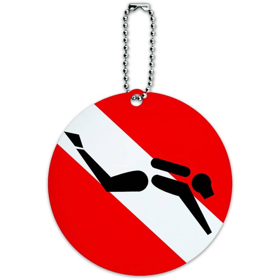 Diving Flag Scuba Symbol Round Luggage ID Tag Card For Suitcase Or ...