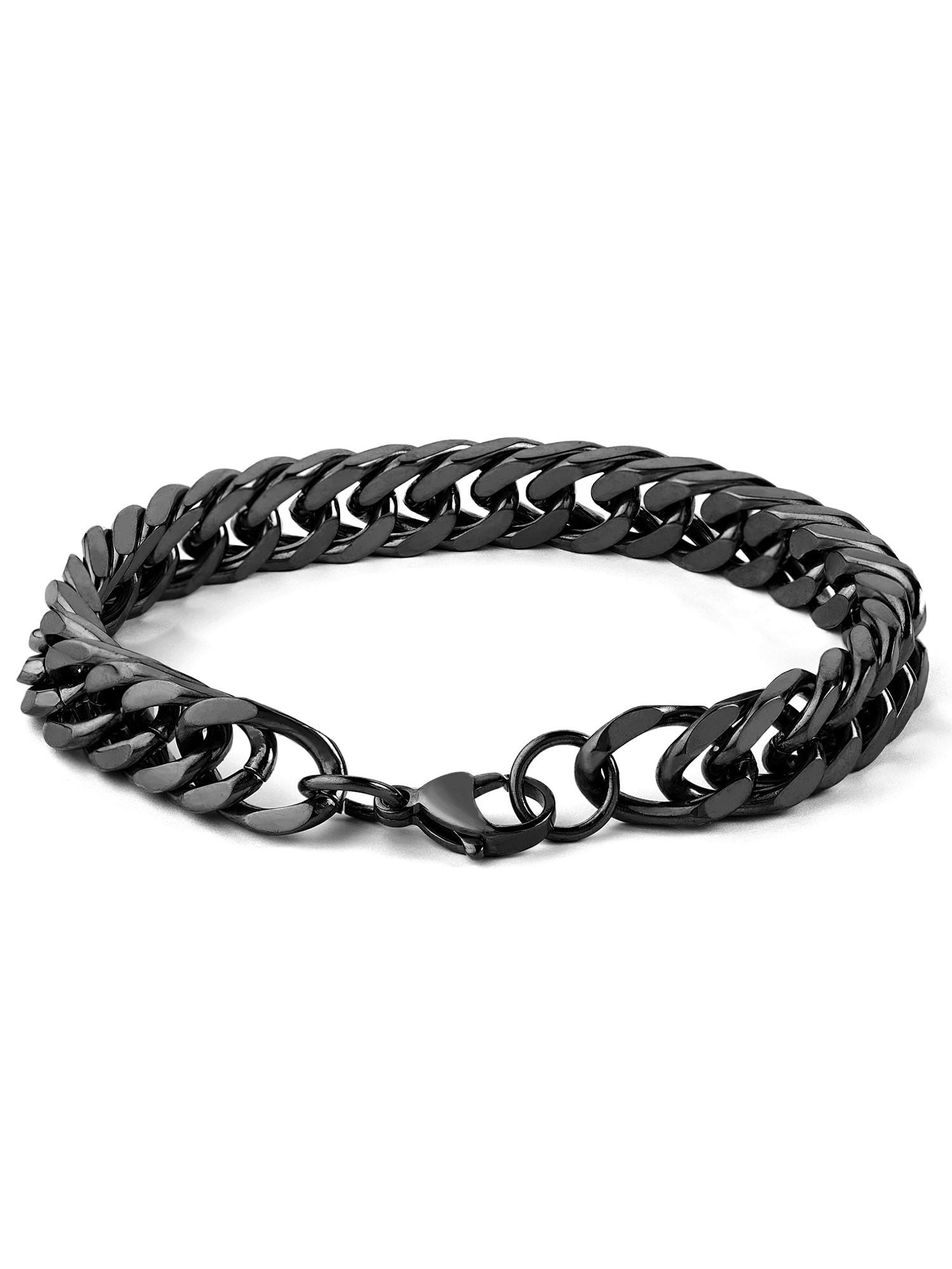 Crucible Jewelry Men's Curb Link Chain Black Plated Steel Bracelet - 8"