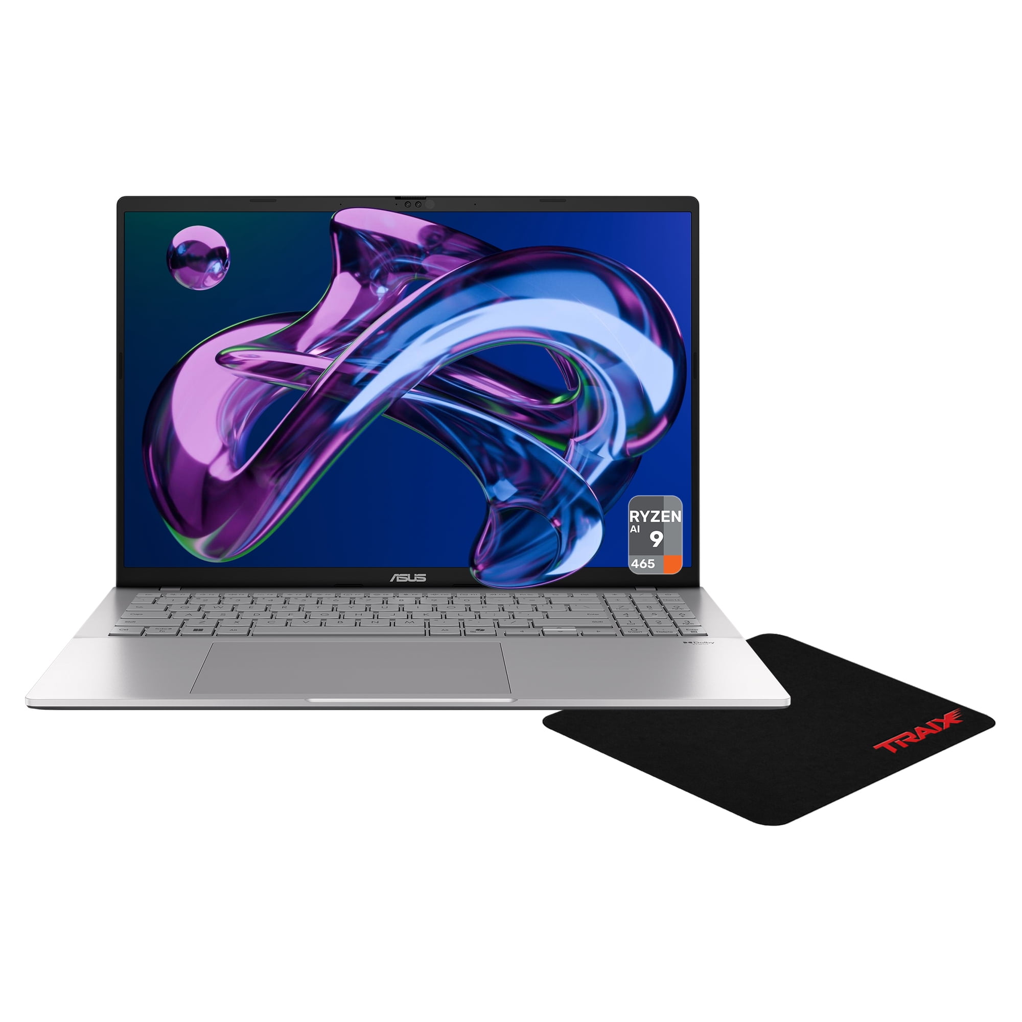 Asus Vivobook S16 Laptop, AMD Ryzen AI 9 - 465, 32 GB DDR5 RAM, 1 TB PCIe SSD, 16" WUXGA (1920x1200) Touchscreen, AMD Radeon Graphics, Backlit Keyboard, W11 Home, Cool Silver+Traix MousePad