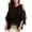 Black, variant on Cold Shoulder Layered Chiffon Blouse Ruffle Sheer Loose Tunic Top for Summer Women Gauze Lightweight Breathable Tees Vacation Club Date Night Outfits, Black 3XL
