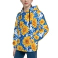 thumbnail image 2 of KLL Unisex Kids Boys Girls Hooded Pocket Pullover Hoodies-Ocean Wave Sunflower, 2 of 5