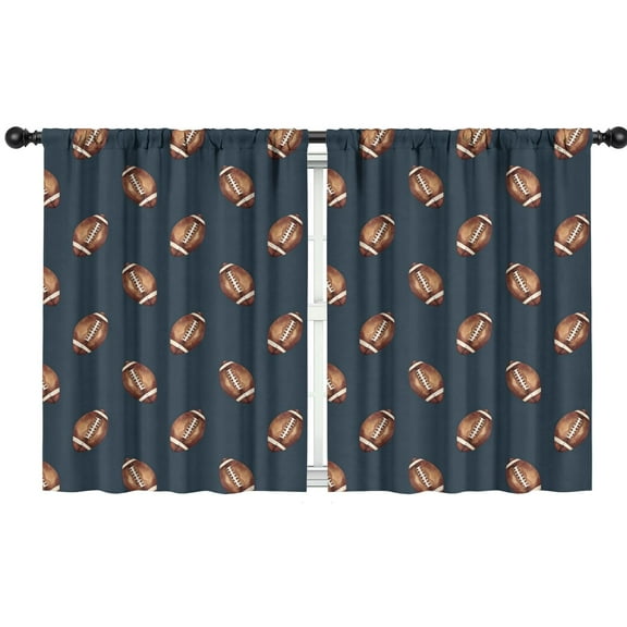 Blackout Kids Curtains,Dark Blue Football Repeat Pattern Childrens Insulated Curtains Set Of 2,Bedroom Essentials,Toddler Room Decor 42"x54"