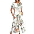 thumbnail image 1 of Vestido de Manga Corta para Mujeres Vestido de Verano de Cuello Redondo Impreso, Poliéster de Tamaño Verdadero Diario Y Vestido de Fiesta, 1 of 4