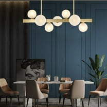 Metal Gold Linear Bubble 7-Light Chandelier Glass Ball Pendant Light