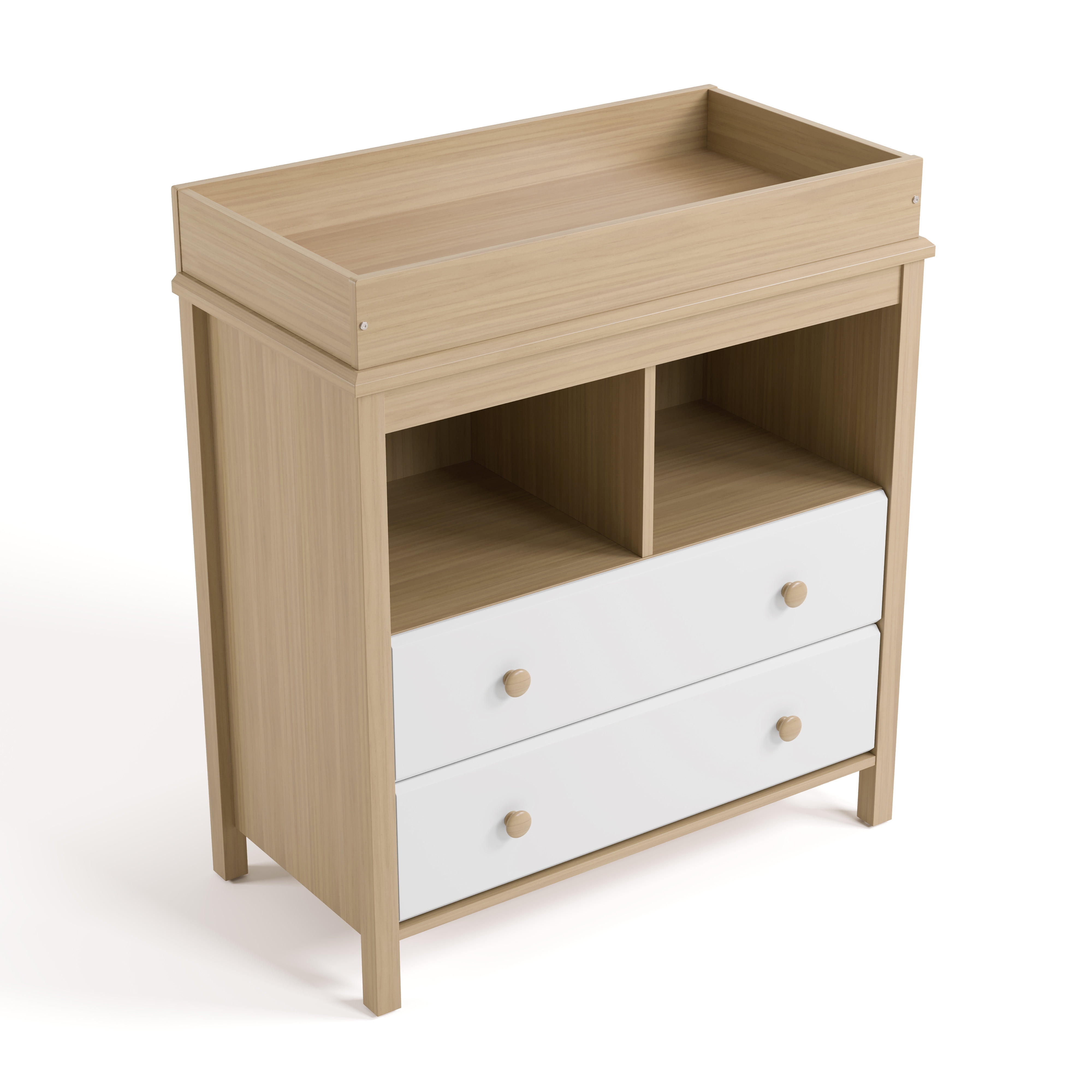 Storkcraft Alpine 2-Drawer Infant Changing Table Dresser, Driftwood with White