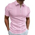 thumbnail image 1 of MAWCLOS T-Shirts pour Hommes Manches Courtes Été Hauts Polo Rayé Décontracté Plage Col à Revers Tee Rose TP, 1 of 2