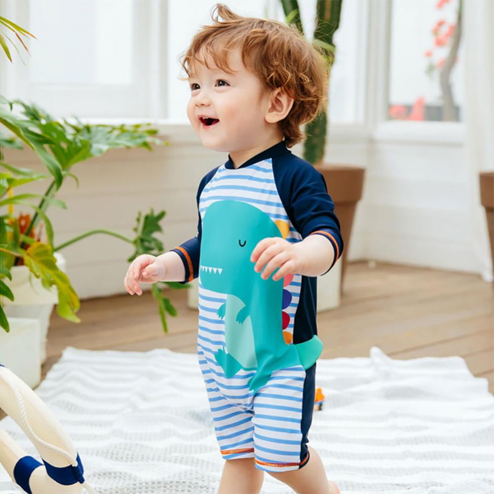 Sun Protection Swimsuit Lovely Cartoon Prints Bathing Suit Swimwear Baby Boys Toddler One-Piece UPF 50