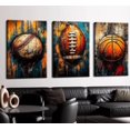 thumbnail image 3 of Graffiti Sports Canvas Wall Art Vintage Basketball Football Baseball Posters Prints Colorful Street Pop Art Painting Pictures Sports Wall Decor for Boys Bedroom （Only canvas）, 3 of 5
