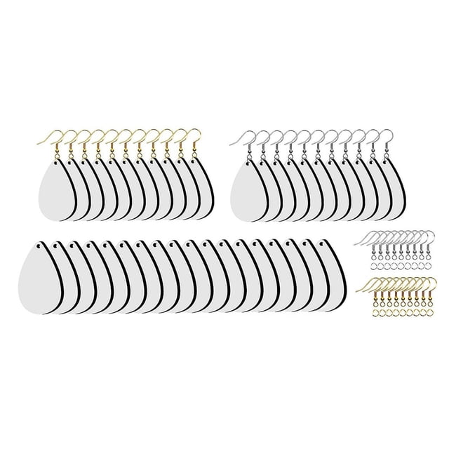 GUOOL Dolity 40Pcs Sublimation Blank Earrings Unfinished Teardrop Sublimation Printing