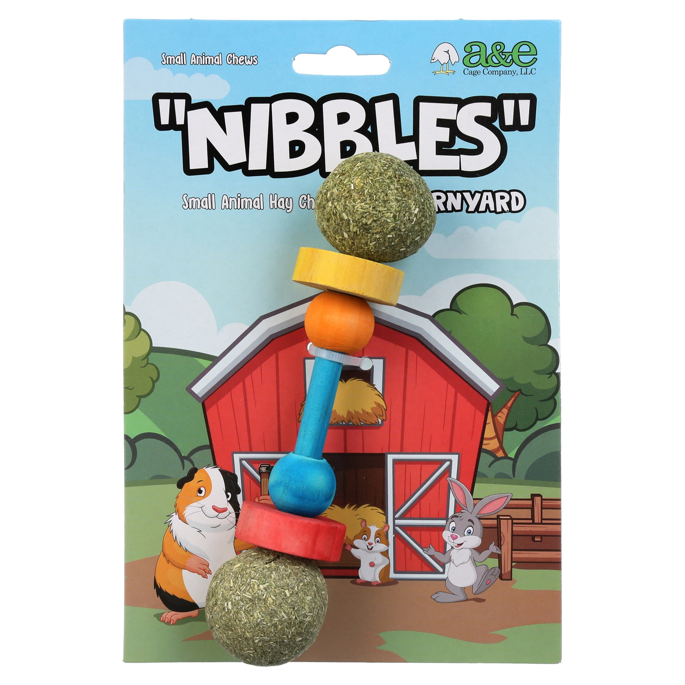 A&E Cage 6" Nibbles Hay Chew & Wood Dumbbell