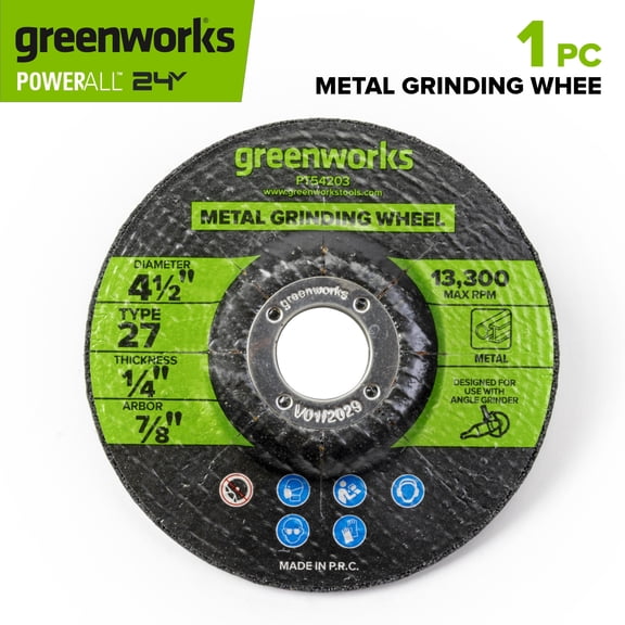 Greenworks 4-1/2" Metal Grinding Wheel, for Use With Angle Grinder, PT54203A1