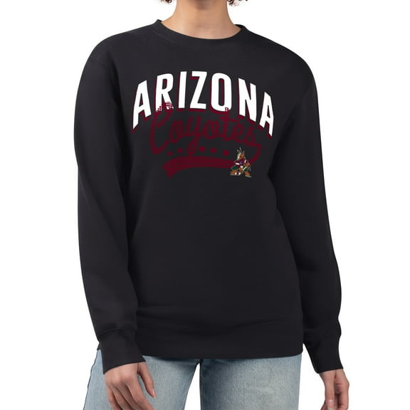 Women's G-III 4Her by Carl Banks Black Arizona Coyotes Filigree Team Graphic Fleece Pullover Sweatshirt
