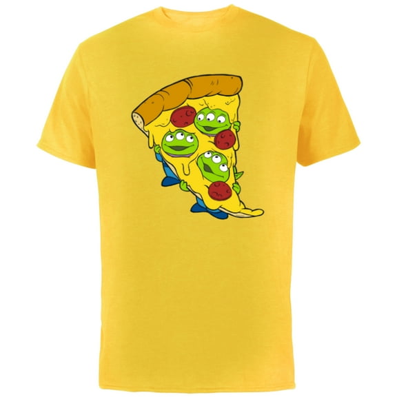 Disney and Pixar’s Toy Story Aliens Pepperoni Pizza - Short Sleeve Cotton T-Shirt for Adults - Customized-Yellow
