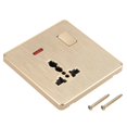 thumbnail image 1 of UK US Socket Switch Multi Power Outlet Gold Tone 250V 13A 88mmx86mm, 1 of 5