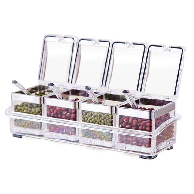 Kearding Paquete de 4 botes de pimienta Cajas de condimentos Contenedor de botella de condimento Home Cafe Party Accesorio de cocina Suministros Organizadores de utensilios de cocina