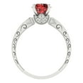 thumbnail image 4 of Clara Pucci 14K White Gold Solid Gold Garnet Solitaire with Accents Anniversary Ring for Women - 1.06 cttw Round Cut, 4 of 8