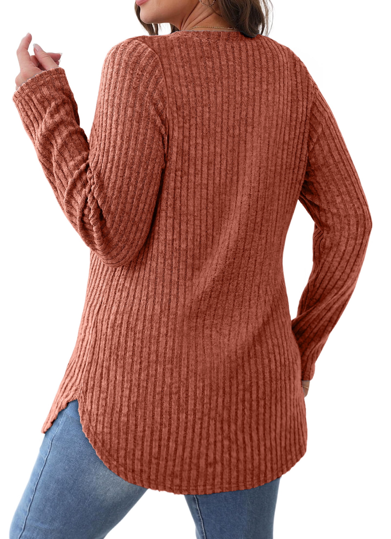 Fantaslook Long Sleeve Shirts for Women Casual Tunic Tops Dressy Crew Neck Pullover Fall Lightweight Sweaters for Women
