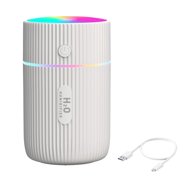 Humidificador de aire 2W 220ml USB Mini humidificador Difusor de pulverización LED de plástico para oficina en casa, Blanco AweSitey HA002974-01B