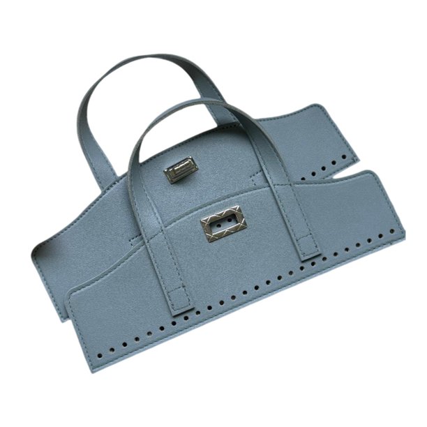 Kit de 2 piezas para bolso de ganchillo DIY con candado, regalos multifuncionales y asas para bolsos. Azul grisáceo