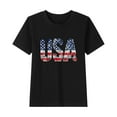 thumbnail image 2 of BLTIBY Girls Boys Summer Short Sleeve Top Child Kid Round Neck Independence Day Printed Cotton Shirts Infant Toddler Fashion Casual Loose Pullover Blouses Black 2-3 Years, 2 of 5