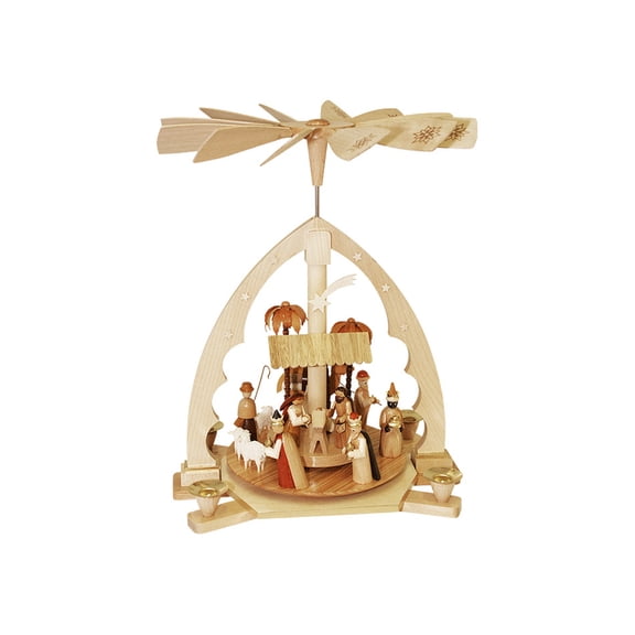 German christmas pyramid Nativity scene, height 40 cm / 16 inch, original Erzgebirge by Richard Glaesser Seiffen