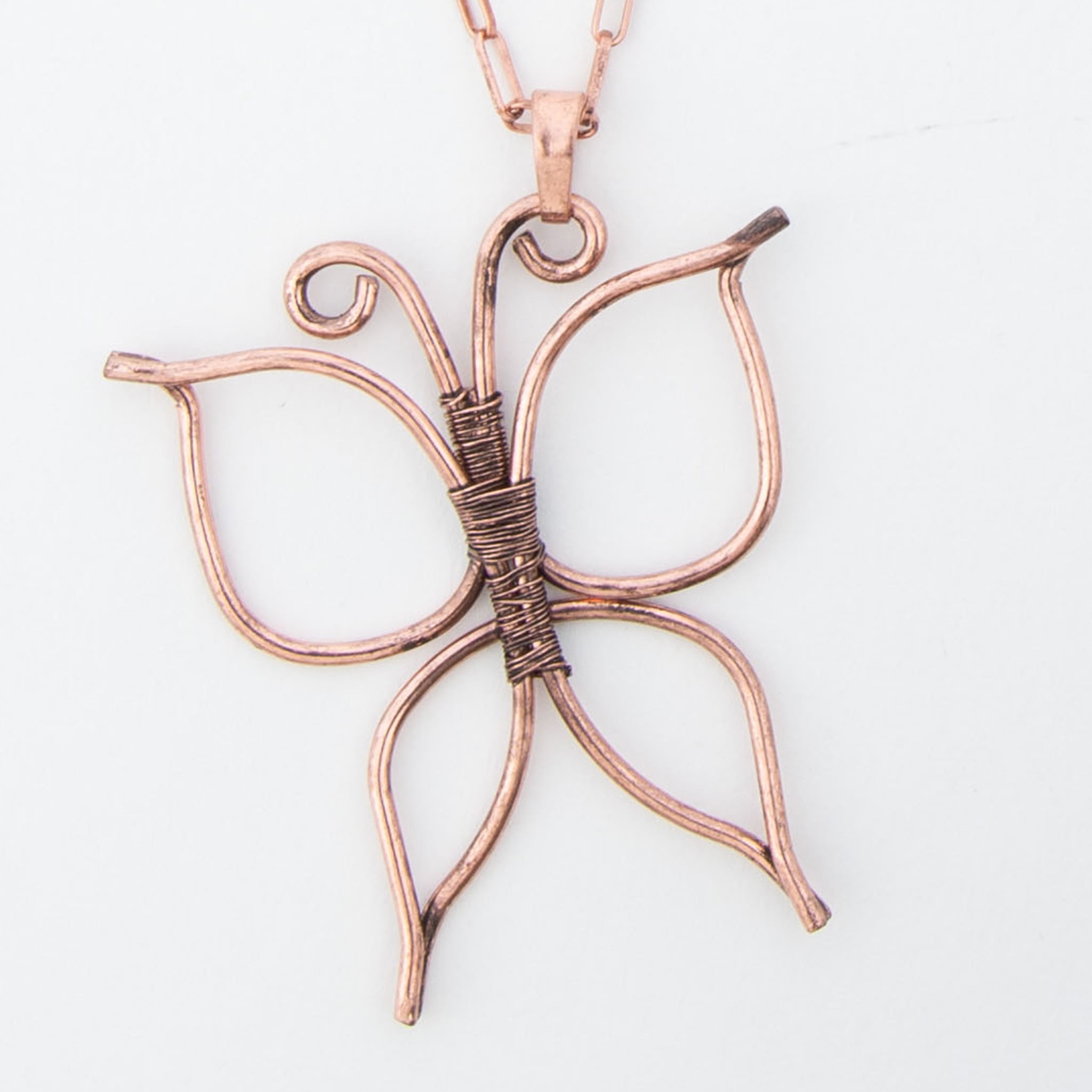 Howard's Iselin Wire Wrapped Butterfly 18" Copper Pendant Necklace for Women