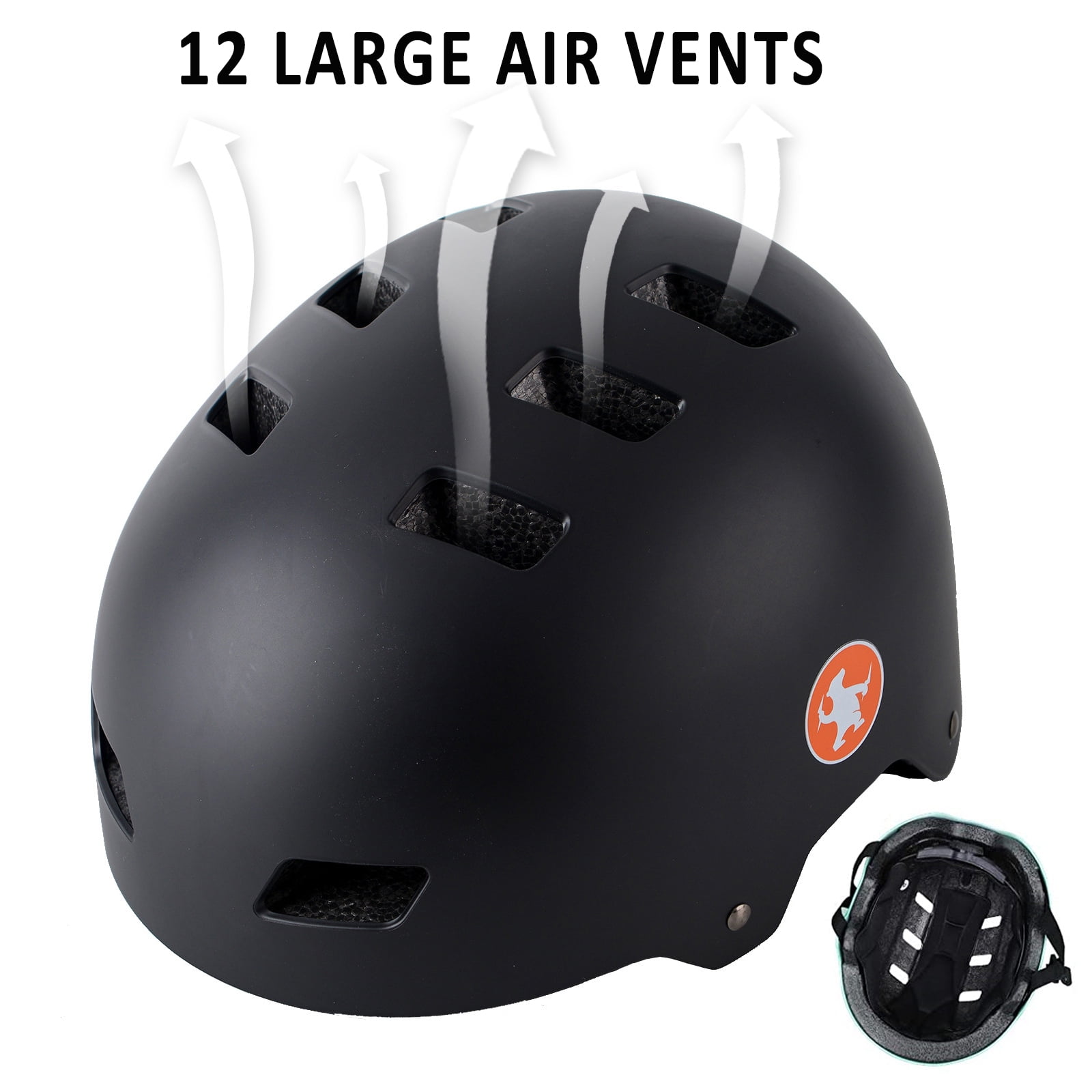 Rongbenyuan Adult Men Bike Helmet with Carry Bag,Multi-Sport for Scooter Skating Rollerblading, Black(59-62cm)