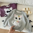 thumbnail image 5 of Byoo Toddler Girls Sweatshirt Cute Cartoon Cat Print Crew Neck Pullover Top Casual Sweater, 5 of 9