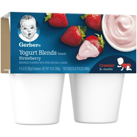 Gerber Yogurt Blends Snack Strawberry Yogurt, 3.5 oz Cups, 4 Count