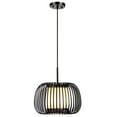 thumbnail image 6 of Black Hollow Cage Pendant Lamp Modern Minimalist Design with White Shade  Warm Incandescent Lighting for Dining Room, 6 of 9