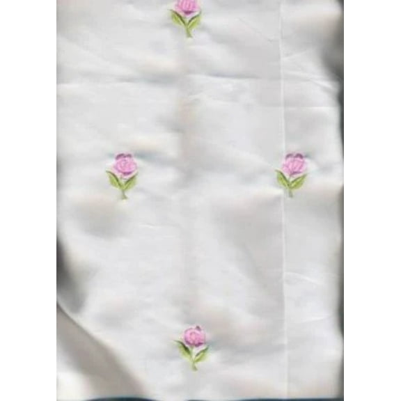 100 % Silk satin fabric ivory colour Rose embroidery 44" wide [486]